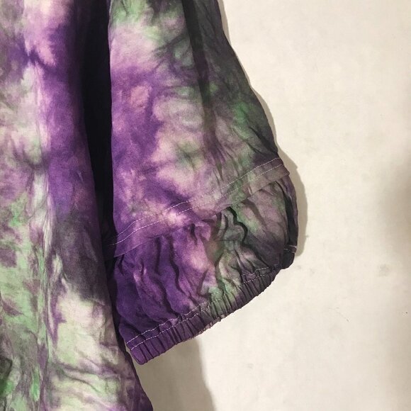 Planet Hollywood Paris Puffy Sleeves Vintage Reworked Tie Dye Shirt Purple Large - Picture 4 of 8